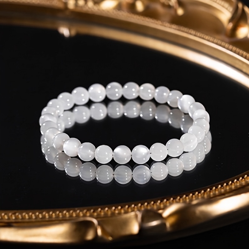 Natural White Moonstone Beaded Bracelet